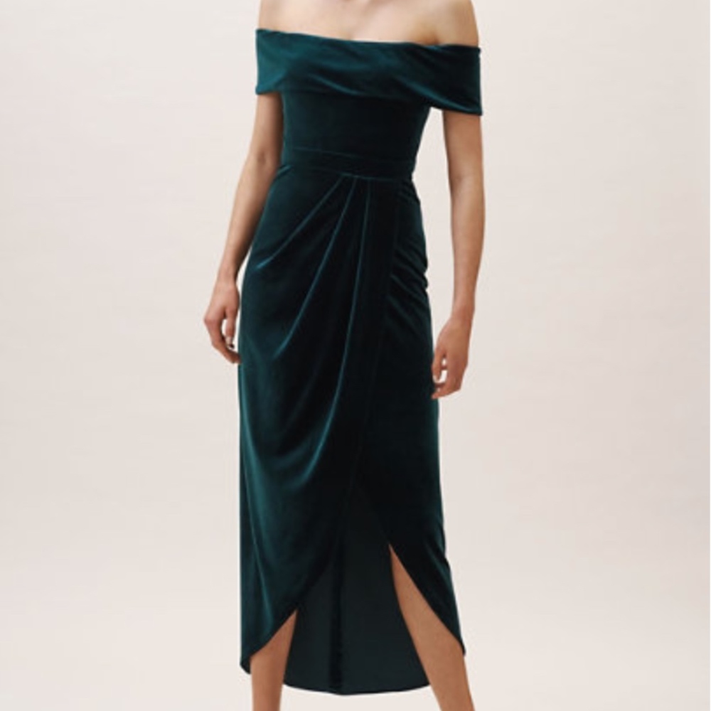 BHLDN Edison Velvet dress in Emerald